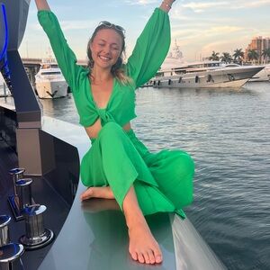 Green costume (pants and flowy top)